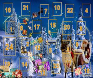 puzzel Advent kalender, een countdown vanaf 1 december tot kerstavond, 24 december. Traditie van Duitse oorsprong