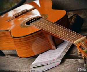 puzzel Akoestische gitaar met zes snaren