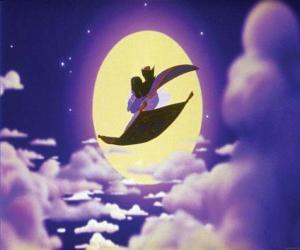 puzzel Aladdin en Prinses Jasmine op het vliegend tapijt