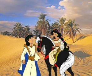 puzzel Aladdin spreken met Jasmine het berijden van een mooi paard