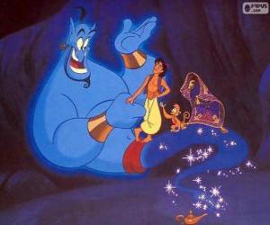 puzzel Aladdin, zijn aapje Abu en de Geest van de Magische Lamp