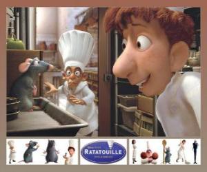 puzzel Alfredo Linguini praten met Remy, Skinner ontdekt toen