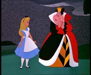 puzzel Alice te praten met de Queen of Hearts