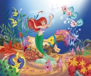 puzzel Ariel de kleine zeemeermin, dansen met hun vrienden vis
