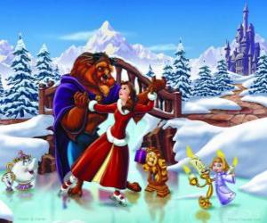 puzzel Beauty and the Beast ijs schaatste op een meer