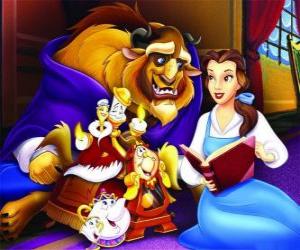 puzzel Beauty and the Beast, met de bedienden omgezet in objecten