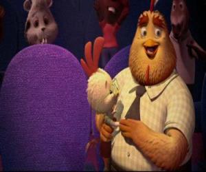 puzzel Chicken Little met zijn vader Buck Cluck in de bioscoop als de film afgelopen