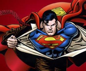 puzzel Clark Kent Superman steeds met zijn rode en blauwe uniform om te vechten voor rechtvaardigheid