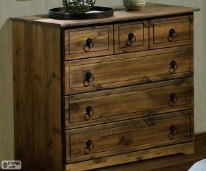 puzzel Commode met benen, borst van grote lades