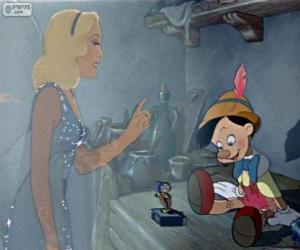 puzzel De Blauwe Fee tot leven wekt de houten marionet te Gepeto's droom te vervullen en zijn zoon Pinocchio te maken