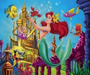 puzzel De kleine zeemeermin Ariel met haar vrienden