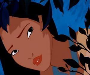 puzzel De prinses Pocahontas tussen planten