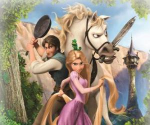 puzzel De protagonisten van de Disney film Tangled over het verhaal van prinses Rapunzel
