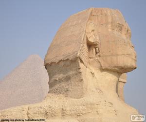puzzel De Sfinx van Gizeh, en de pyramides aan de onderkant, deze monumenten zijn een deel van de necropool van Gizeh of Gizah