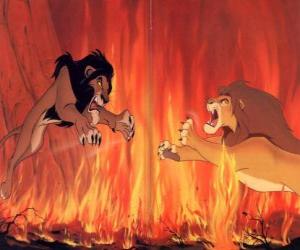 puzzel De uiteindelijke strijd tussen Simba en het kwaad Scar