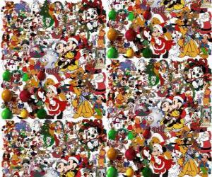 puzzel Disney-figuren op Kerstmis