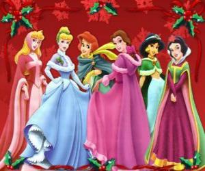 puzzel Disney Prinsessen met kerstversiering