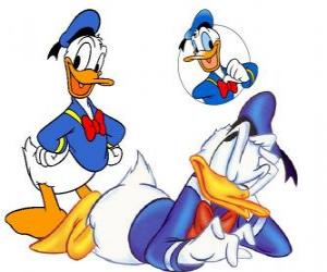 puzzel Donald Duck met zijn matroos shirt en pet en een strikje