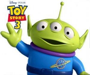 puzzel Een Buitenaard of extraterrestrisch met drie ogen, een van de Squeeze Toy Aliens