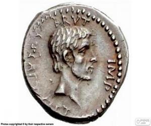 puzzel Een zilveren munt van het oude Rome