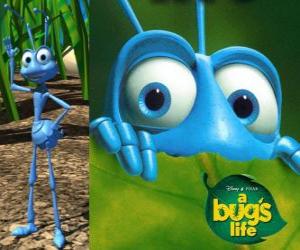 puzzel Flik, een inventieve mier is de hoofdpersoon uit Een luizenleven of A Bug's Life