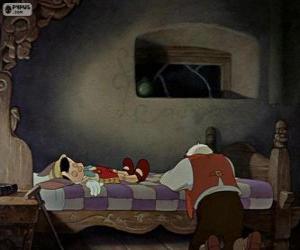 puzzel Gepeto huilen na de ramp, omdat het dacht dat Pinocchio dood