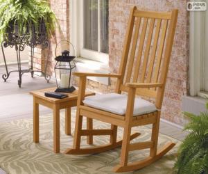 puzzel Houten schommelstoel of rocker met rug-bars