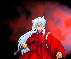 puzzel Inuyasha, een half-duivel uit het feodal