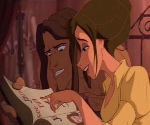 puzzel Jane teachs te lezen op Tarzan