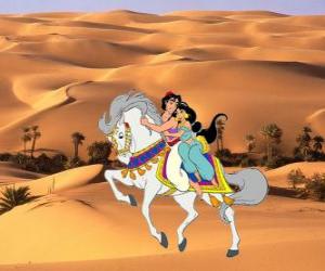 puzzel Jasmine en Aladin rijden op een mooi paard