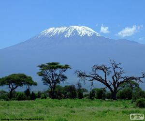 puzzel Kilimanjaro, de hoogste berg in Afrika is een vulkaan in het Nationaal Park Kilimanjaro in Tanzania