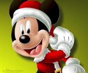 puzzel Mickey Mouse verkleed als kerstman