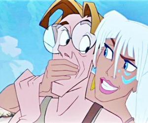 puzzel Milo James Rieten en de prinses Kida Kidagakash Nedakh, de belangrijkste personages in Atlantis: De Verzonken Stad