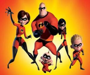 puzzel Mr Incredible, Elastigirl, Violet, Dash en Jack-Jack