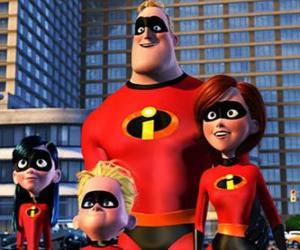 puzzel Mr Incredible, Elastigirl, Violet en Dash