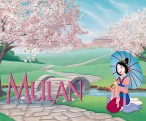 puzzel Mulan lopen zeer elegant met een parasol