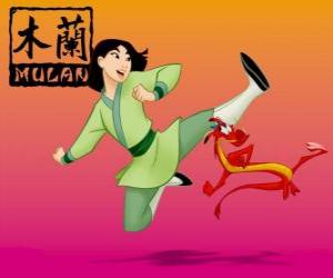 puzzel Mulan Mushu opleiding met te vechten in de oorlog tegen de Hunnen