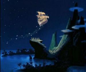 puzzel Peter Pan, brengt de thuisbasis van Wendy, Michael en John vliegen door de lucht