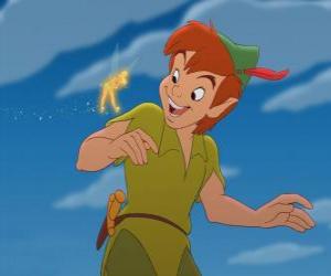 puzzel Peter Pan en Tinkelbel spreken in de wolken