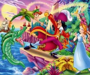 puzzel Peter Pan vechten met Kapitein Haak