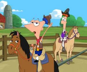puzzel Phineas en Ferb te paard