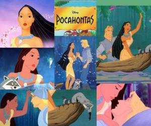 puzzel Pocahontas, de dochter van Chief Powhatan, die verliefd op kapitein John Smith.