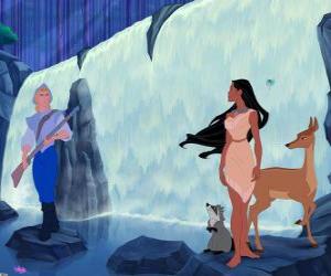 puzzel Pocahontas en John Smith in de rivier