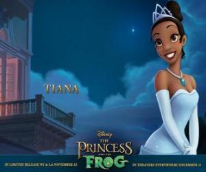 puzzel Princess Tiana, een jonge serveerster die droomt van 19 jaar eigenaar zijn eigen restaurant, het einde, trouwt ze Naveen en opent zijn restaurant.