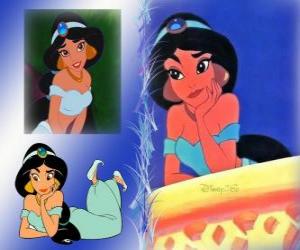puzzel Prinses Jasmine denken van haar minnaar Prins Aladin