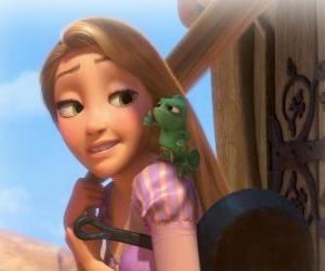 puzzel Prinses Raponsje met zijn vriend, de kameleon Pascal