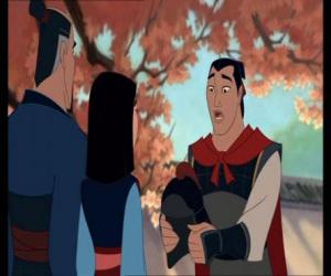 puzzel Shang, keert de vader van de helm Mulan als een excuus om weer te zien