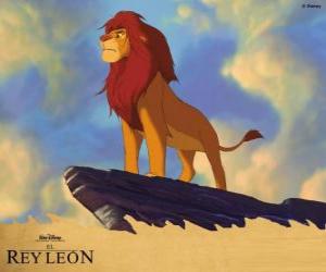 puzzel Simba, de nieuwe De Leeuwenkoning, in de rots