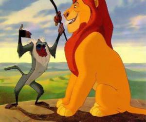 puzzel Simba en Rafiki, de baviaan counselor