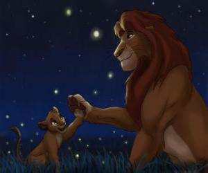 puzzel Simba met zijn vader Mufasa, De Leeuwenkoning